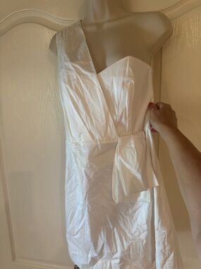 French Connection White Asymmetrical One-Shoulder Dress